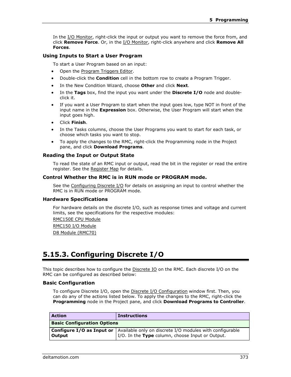 Configuring discrete i/o, E configuring discrete io, E configuring discrete | Delta RMC151 User Manual | Page 393 / 1221