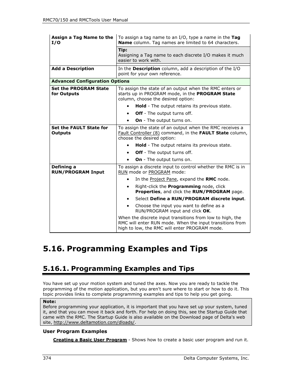 Programming examples and tips, E programming examples overview, E programming examples | Programming examples overview | Delta RMC151 User Manual | Page 394 / 1221