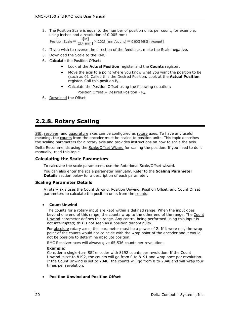 Rotary scaling, Resolver scaling rotary scaling | Delta RMC151 User Manual | Page 40 / 1221