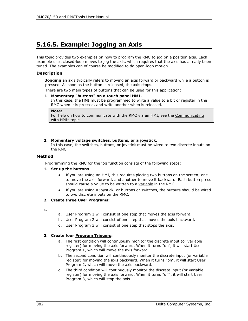 Example: jogging an axis, E example: jogging an, Axis | Jog button | Delta RMC151 User Manual | Page 402 / 1221