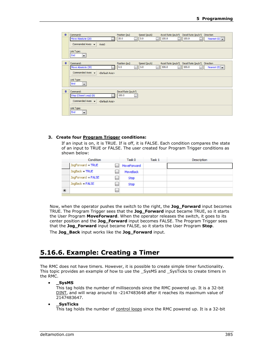 Example: creating a timer, Timers | Delta RMC151 User Manual | Page 405 / 1221