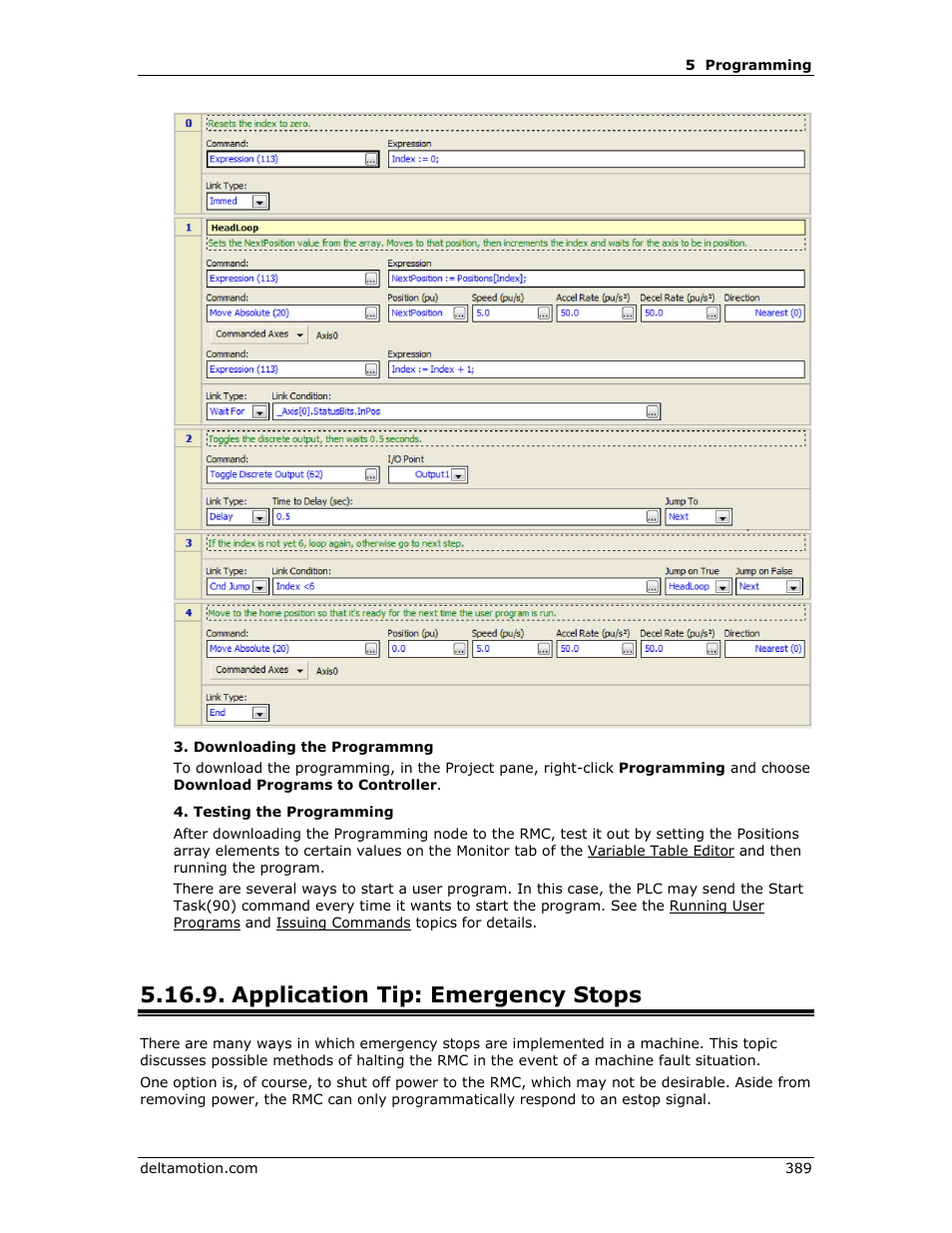 Application tip: emergency stops, Emergency stops | Delta RMC151 User Manual | Page 409 / 1221