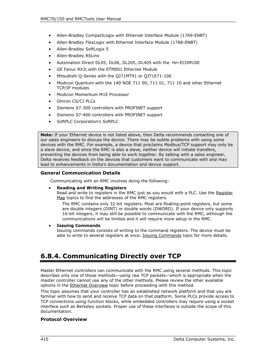 Communicating directly over tcp, E communicating directly over tcp | Delta RMC151 User Manual | Page 430 / 1221