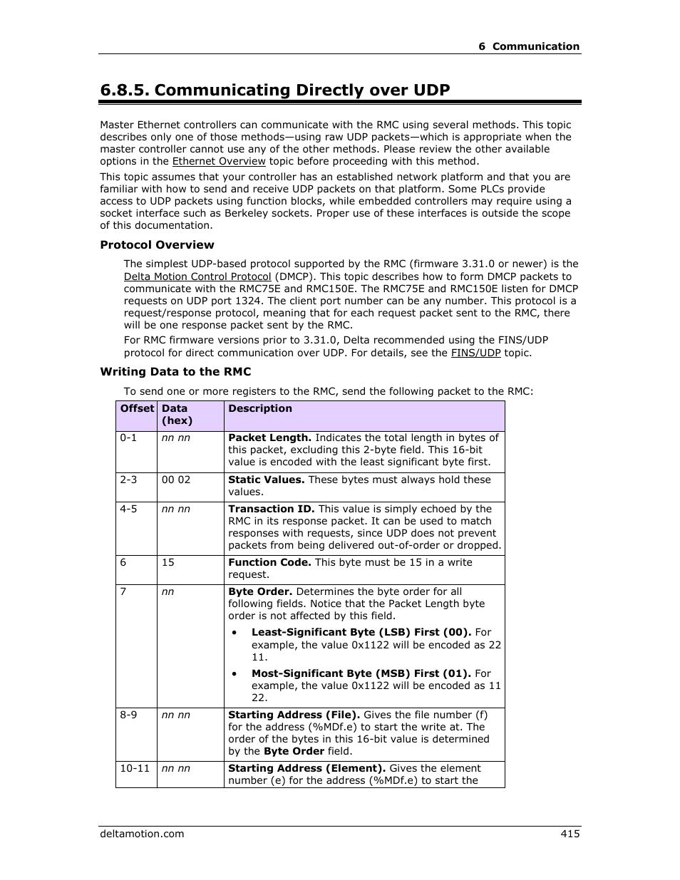 Communicating directly over udp, Communicating directly over | Delta RMC151 User Manual | Page 435 / 1221