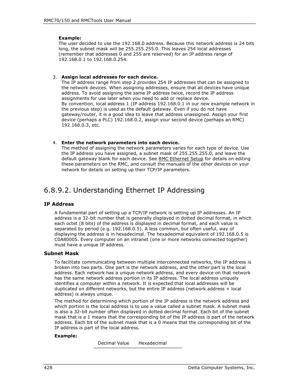 Understanding ethernet ip addressing, Understanding ip addressing, E understanding ip addressing | To understanding ip addressing | Delta RMC151 User Manual | Page 448 / 1221