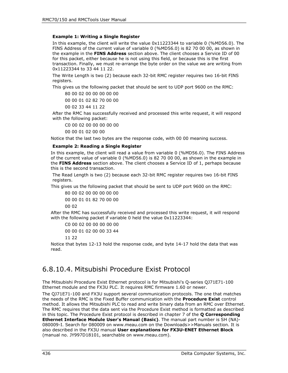 Mitsubishi procedure exist protocol, Mitsubishi procedure, Exist | Exist), Procedure exist, E mitsubishi procedure exist protocol, E mitsubishi procedure exist | Delta RMC151 User Manual | Page 456 / 1221