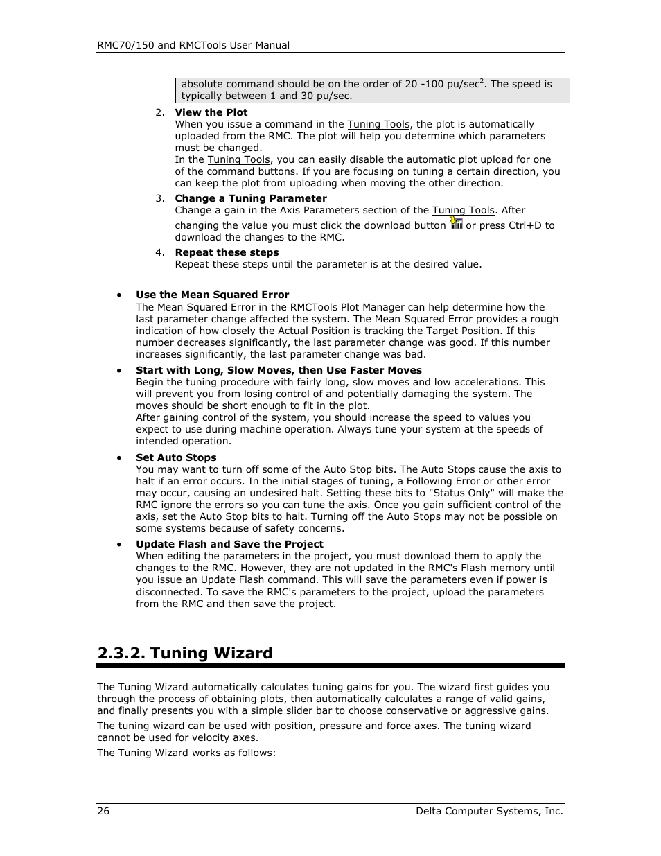 Tuning wizard, E tuning, Wizard | Delta RMC151 User Manual | Page 46 / 1221