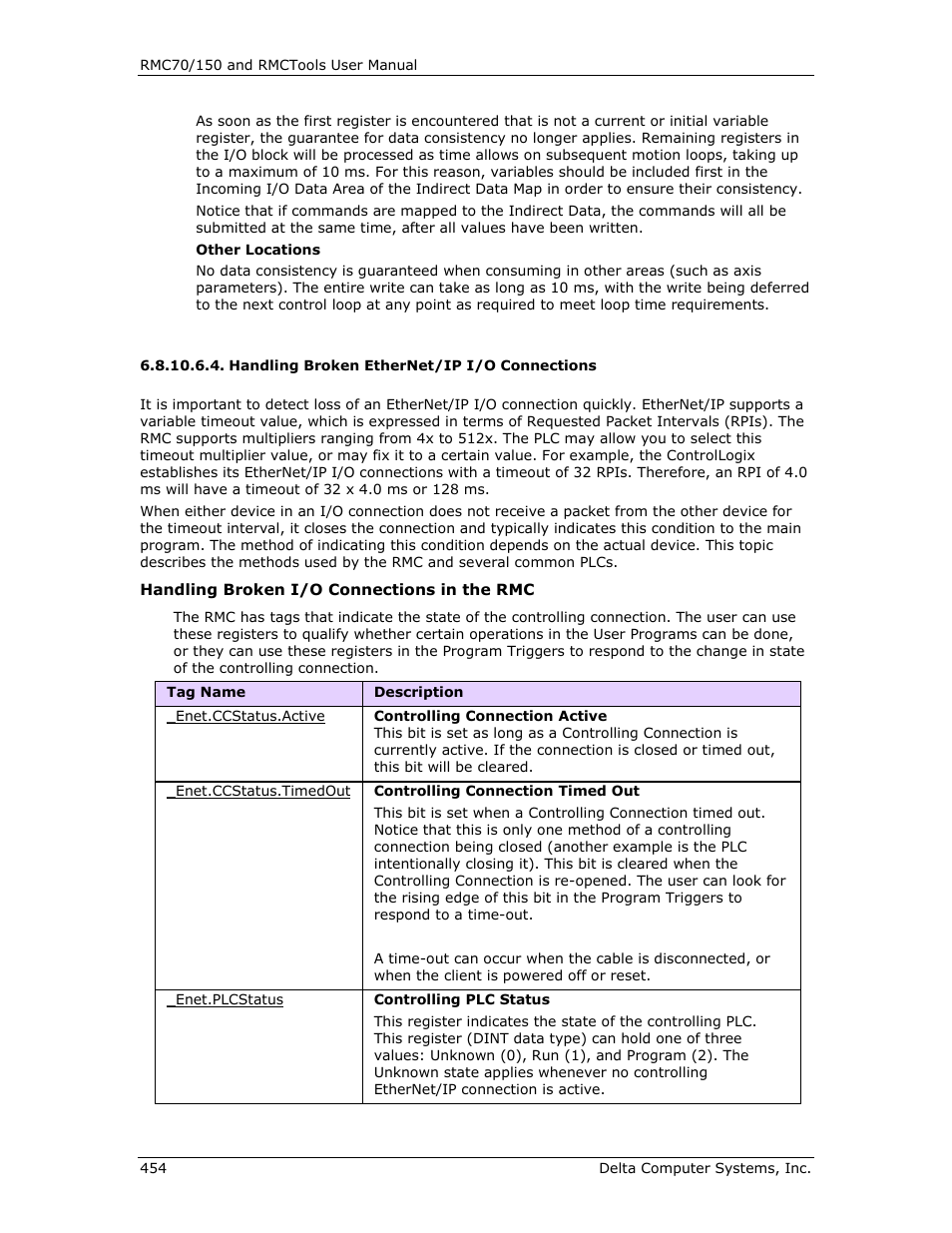 Handling broken ethernet/ip i/o connections | Delta RMC151 User Manual | Page 474 / 1221