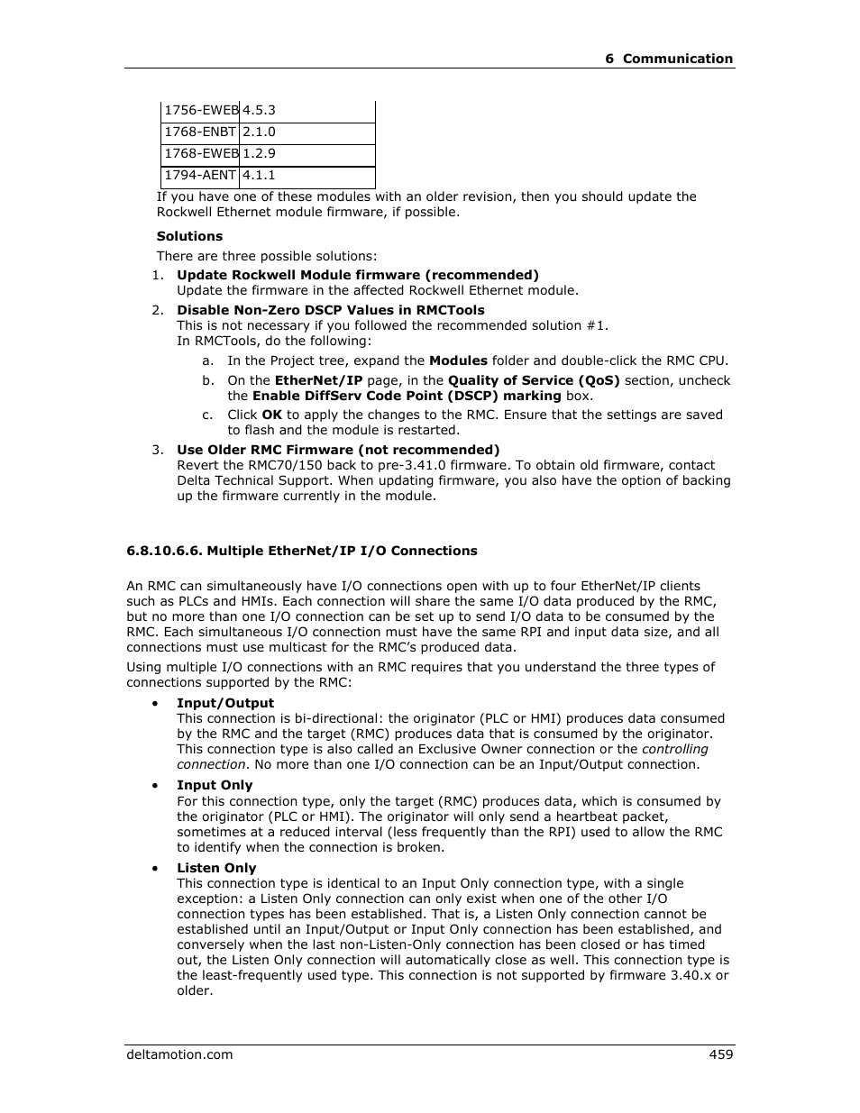 Multiple ethernet/ip i/o connections, Multiple ethernet/ip i/o, Connections | Delta RMC151 User Manual | Page 479 / 1221