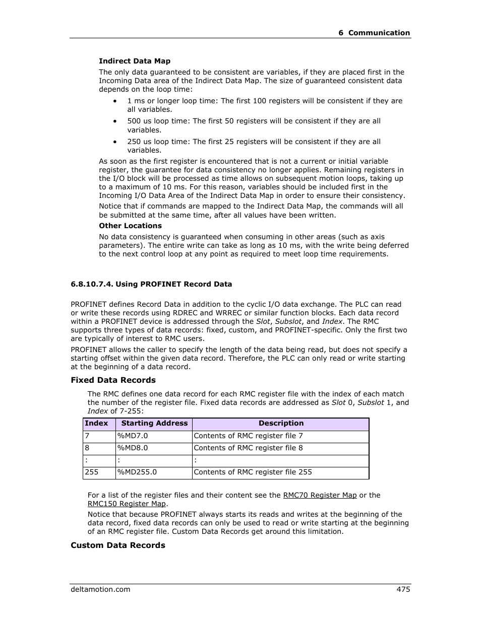 Using profinet record data, E record data, E using profinet record data | Delta RMC151 User Manual | Page 495 / 1221