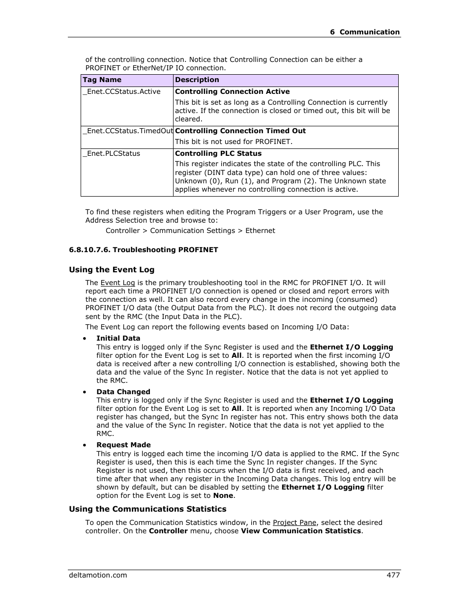 Troubleshooting profinet, E troubleshooting profinet | Delta RMC151 User Manual | Page 497 / 1221