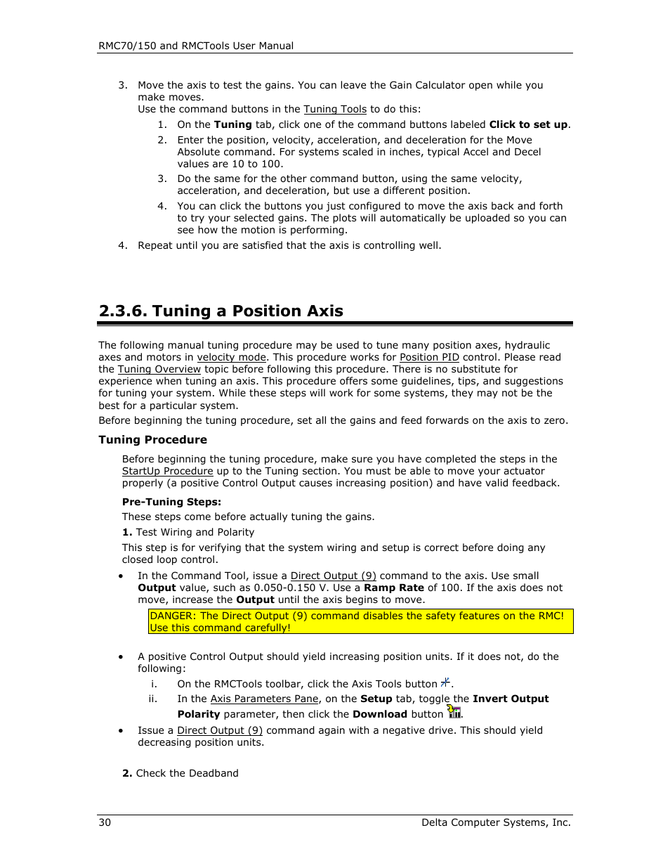 Tuning a position axis | Delta RMC151 User Manual | Page 50 / 1221