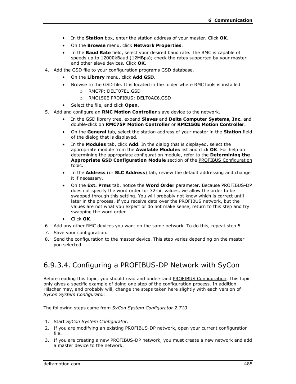 Configuring a profibus-dp network with sycon | Delta RMC151 User Manual | Page 505 / 1221