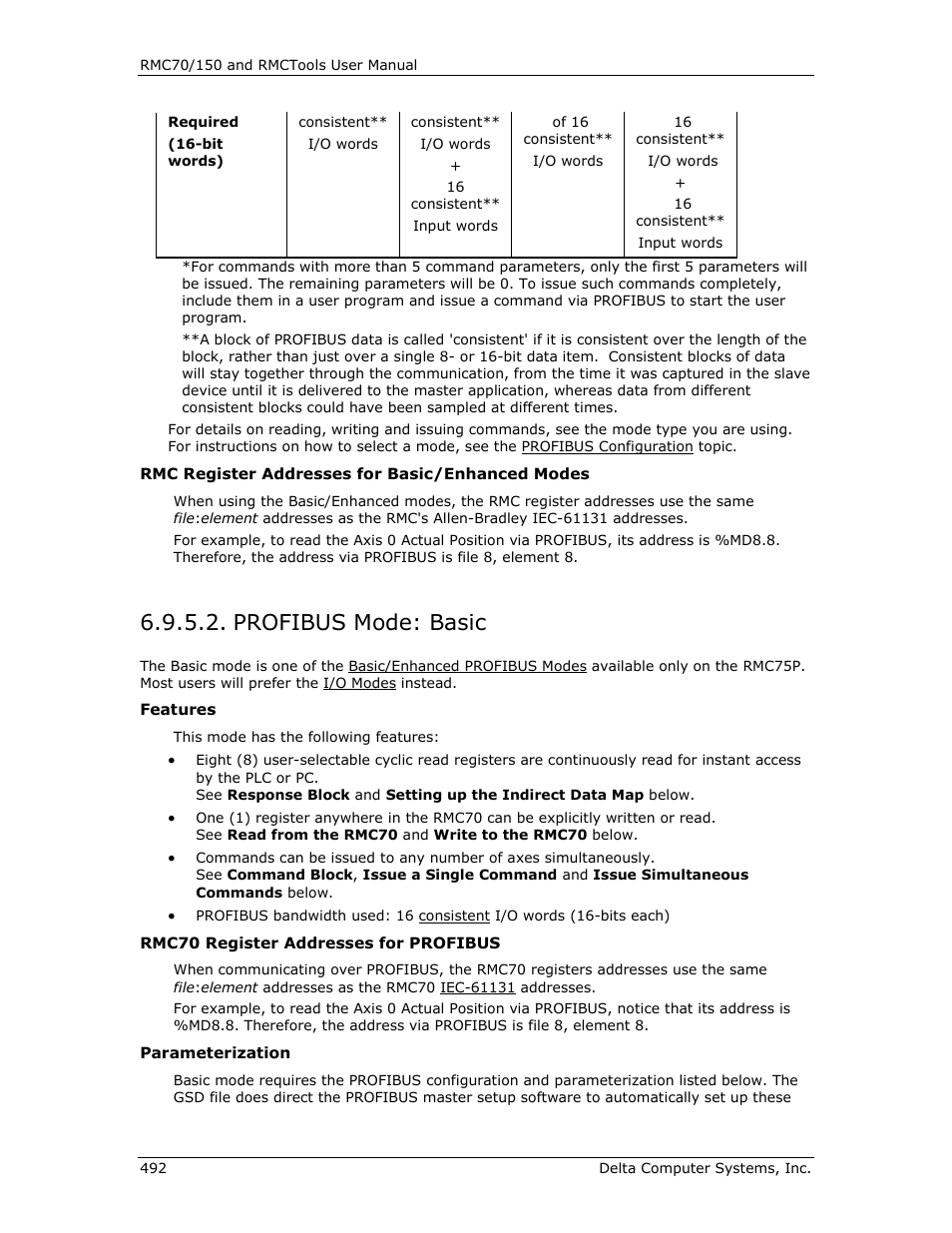 Profibus mode: basic, Basic | Delta RMC151 User Manual | Page 512 / 1221