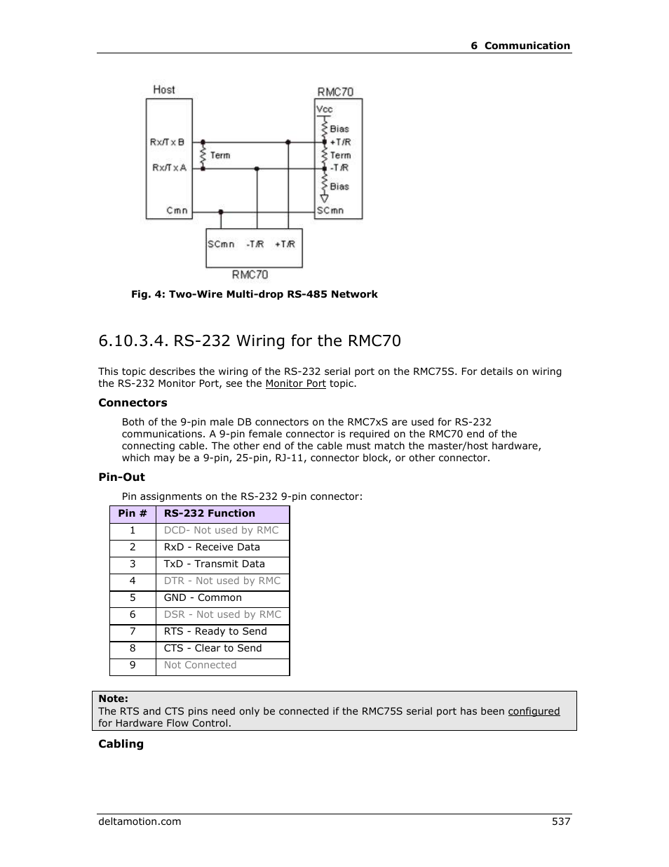 Rs-232 wiring for the rmc70, E rs-232 wiring for the rmc70 | Delta RMC151 User Manual | Page 557 / 1221