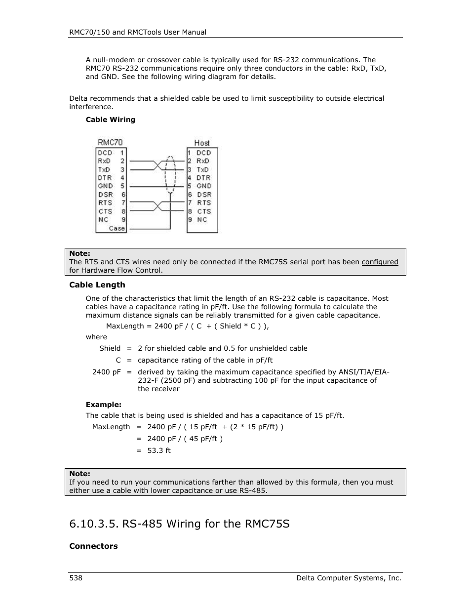 Rs-485 wiring for the rmc75s, Rs-485 wiring for the rmc70, Rs-485 wiring | For the rmc70 | Delta RMC151 User Manual | Page 558 / 1221