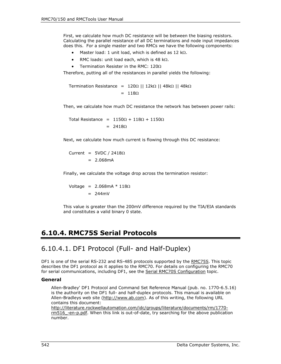 Rmc75s serial protocols, Df1 protocol (full- and half-duplex), Df1 (full- and half-duplex) | Df1 serial protocol, Allen-bradley df1 (full- and half-duplex) | Delta RMC151 User Manual | Page 562 / 1221