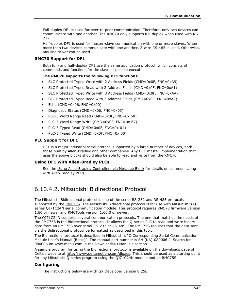 Mitsubishi bidirectional protocol, Mitsubishi bidirectional protocol), Bidirectional protocol | Delta RMC151 User Manual | Page 563 / 1221