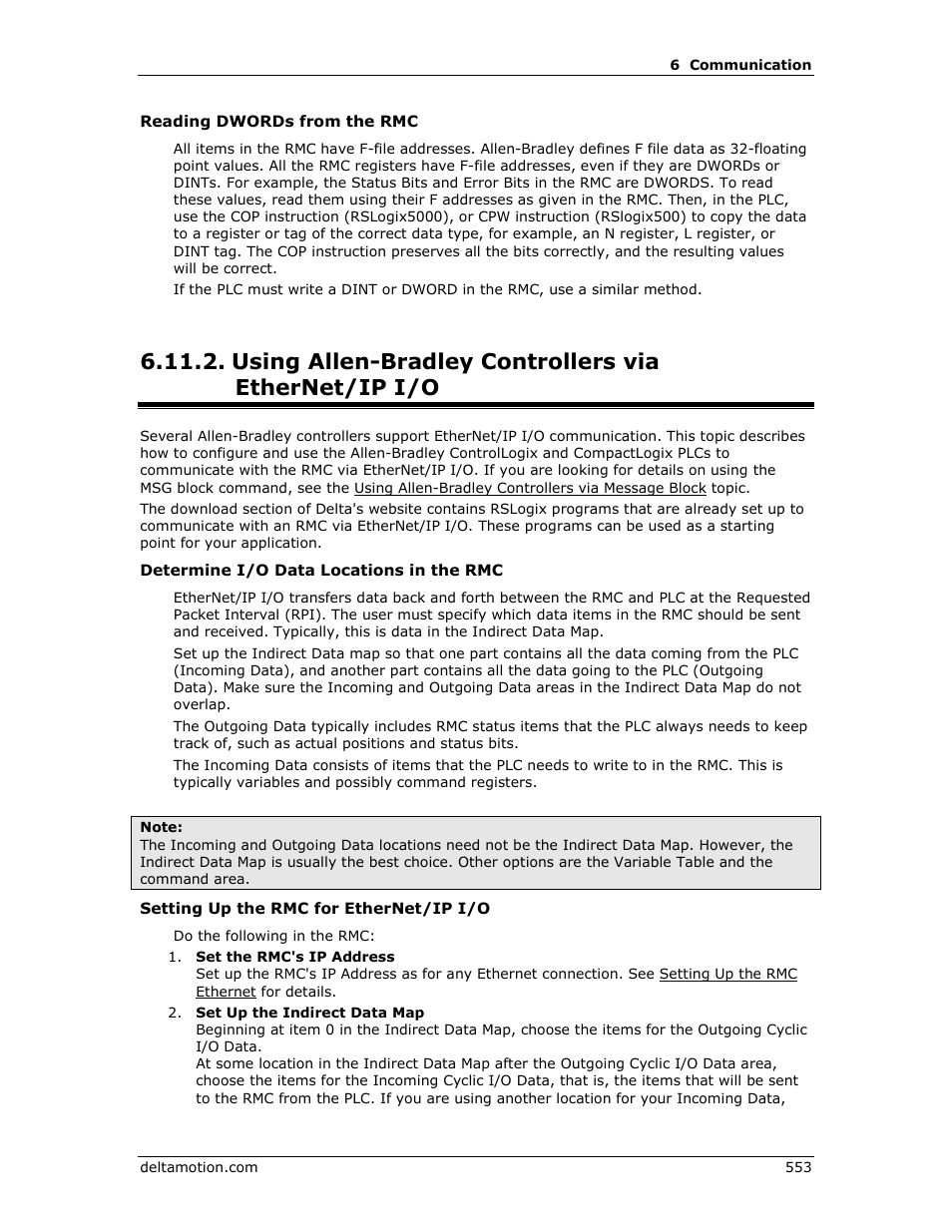 Allen-bradley controllers via ethernet/ip i/o, E using allen-bradley, Controllers via ethernet/ip i/o | Using allen-bradley controllers via ethernet/ip | Delta RMC151 User Manual | Page 573 / 1221