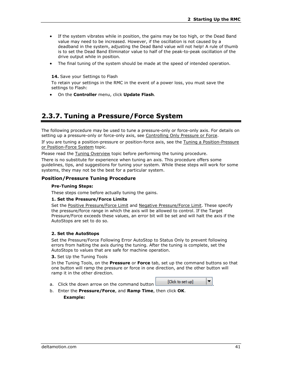 Tuning a pressure/force system, Tuning pressure/force | Delta RMC151 User Manual | Page 61 / 1221