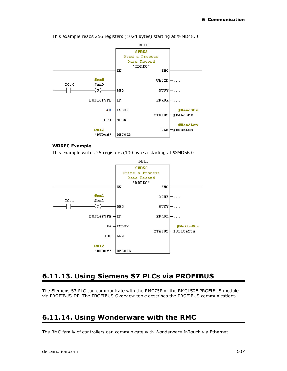 Using siemens s7 plcs via profibus, Using wonderware with the rmc, Siemens s7 plcs via profibus | Wonderware | Delta RMC151 User Manual | Page 627 / 1221