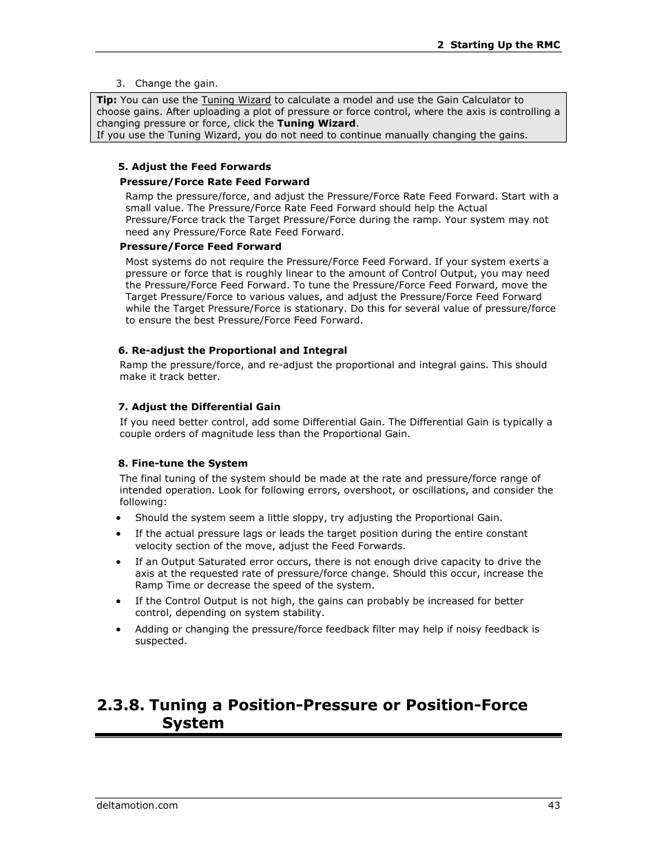 Tuning position-pressure or position-force, Tuning a position-pressure, Or position-force system | Delta RMC151 User Manual | Page 63 / 1221