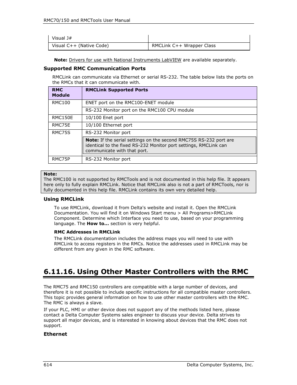 Using other master controllers with the rmc, Other master controllers | Delta RMC151 User Manual | Page 634 / 1221