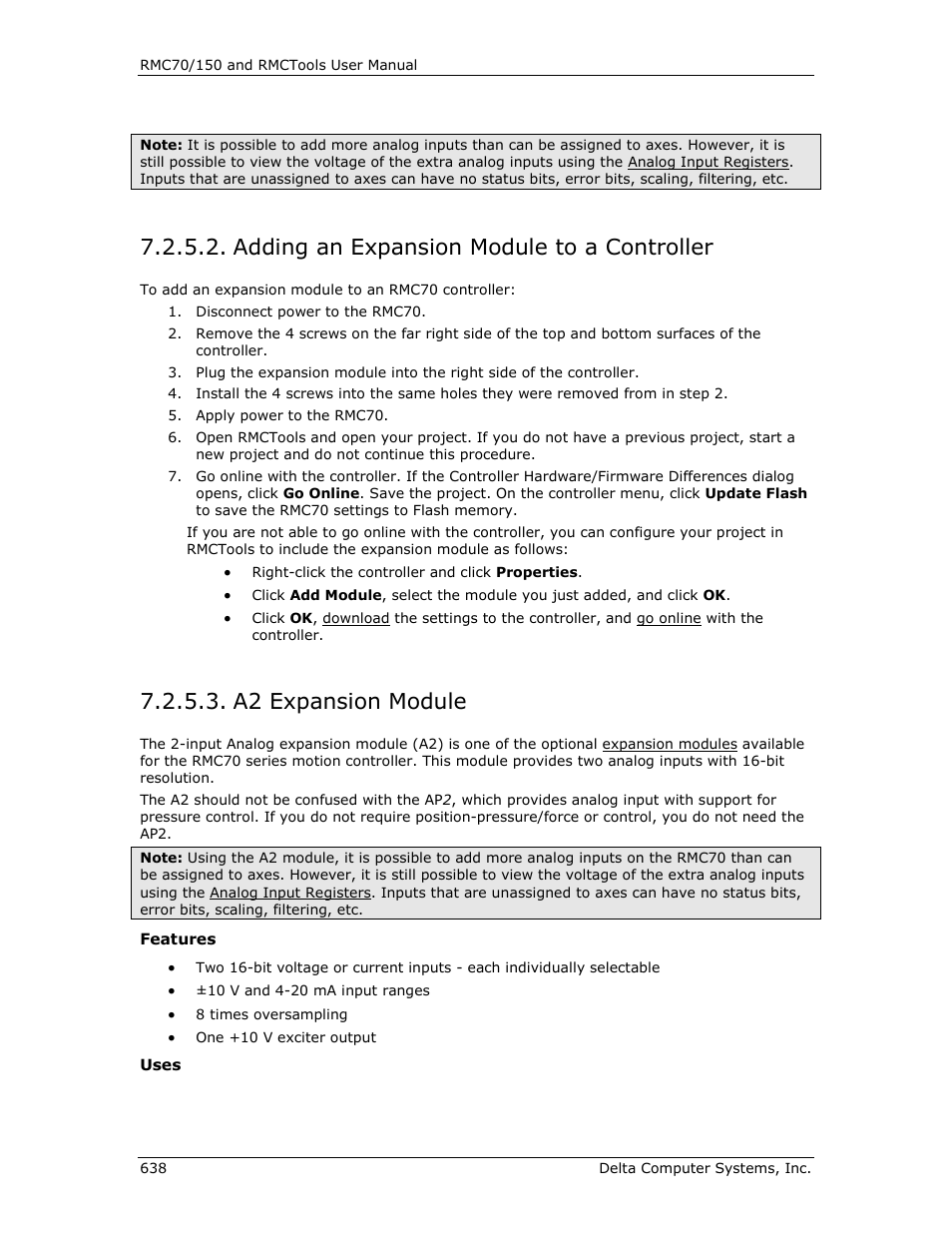 Adding an expansion module to a controller, A2 expansion module | Delta RMC151 User Manual | Page 658 / 1221