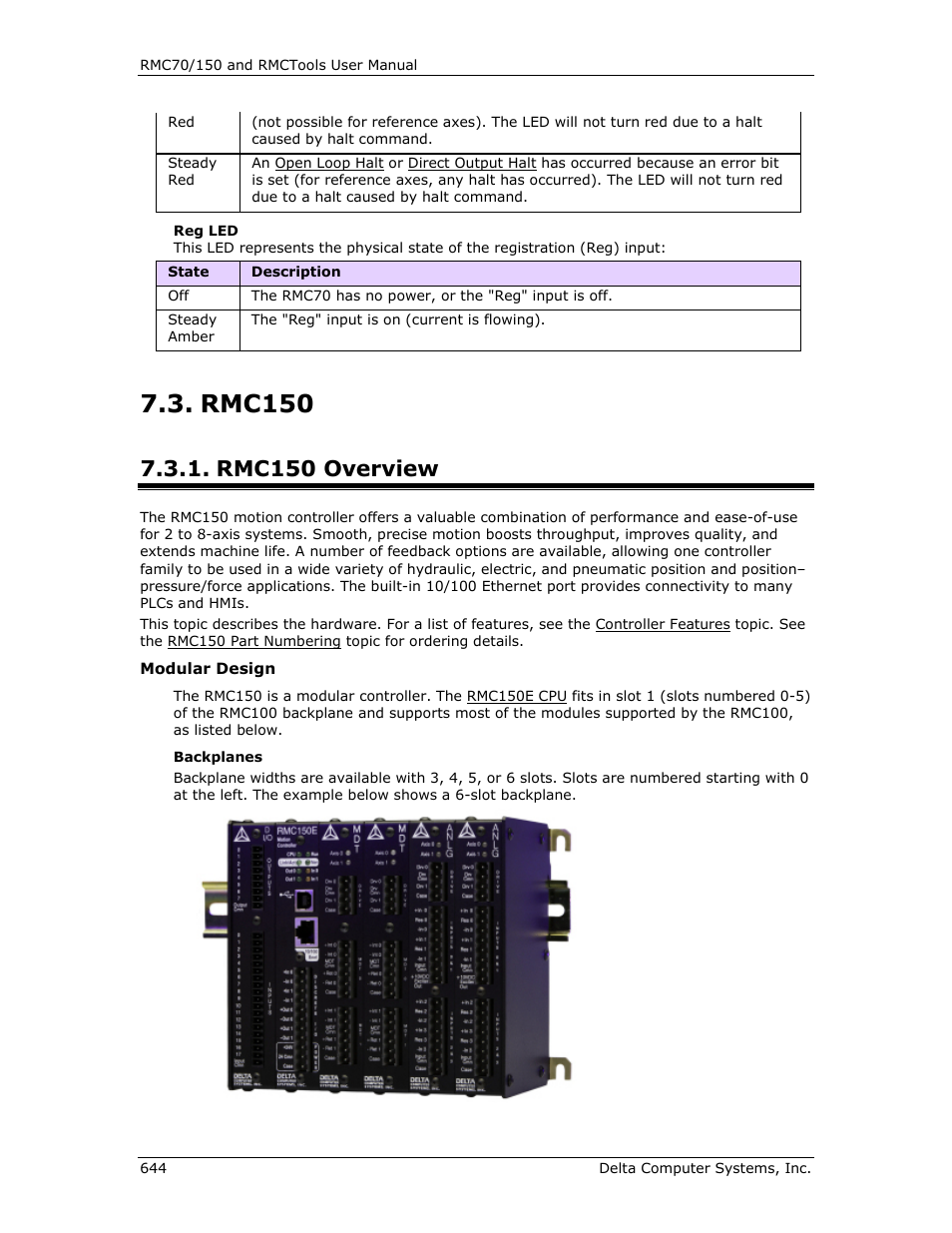 Rmc150, Rmc150 overview, R rmc150 overview | Rmc150e | Delta RMC151 User Manual | Page 664 / 1221