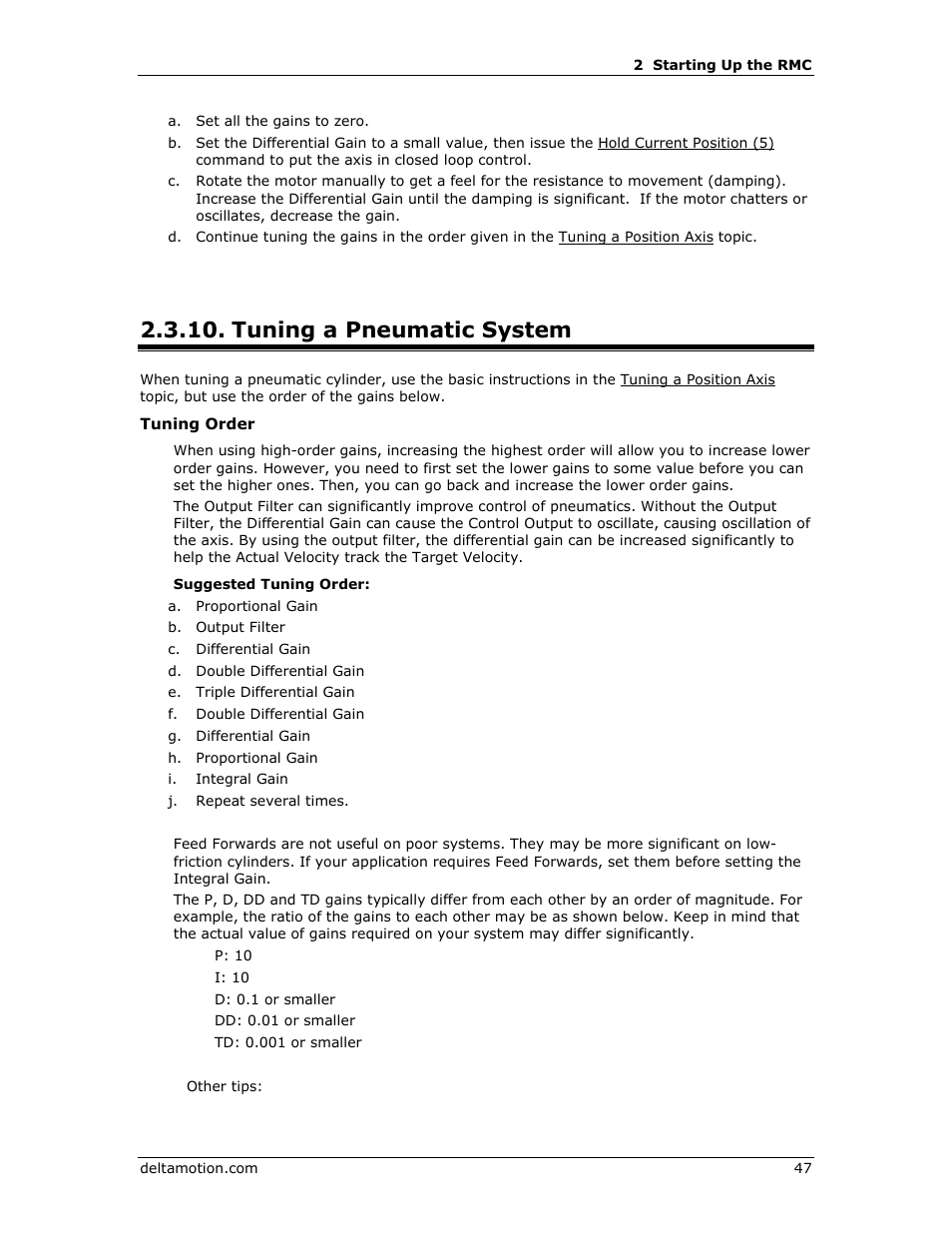 Tuning a pneumatic system | Delta RMC151 User Manual | Page 67 / 1221