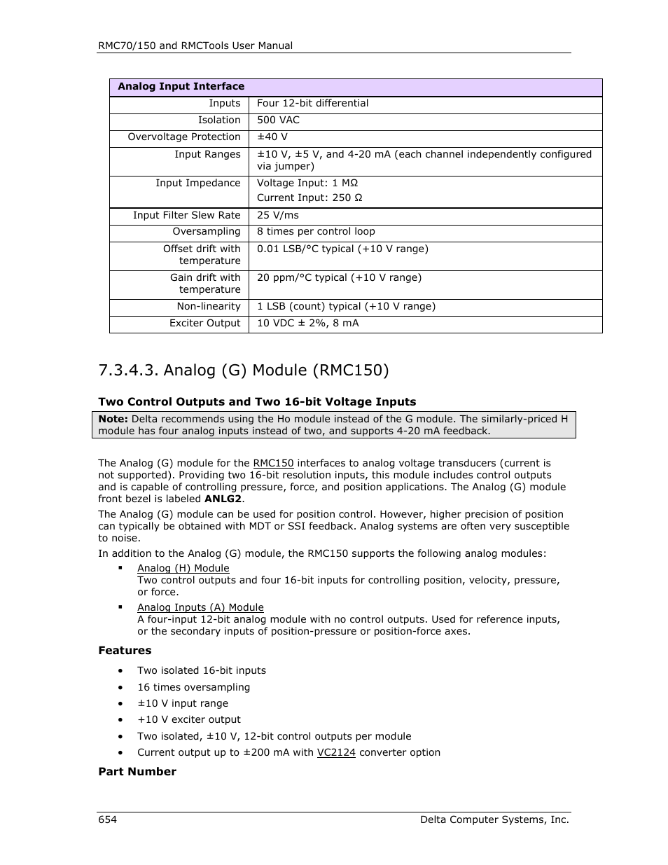 Analog (g) module (rmc150), Analog, Analog (g) | Analog (g) module | Delta RMC151 User Manual | Page 674 / 1221