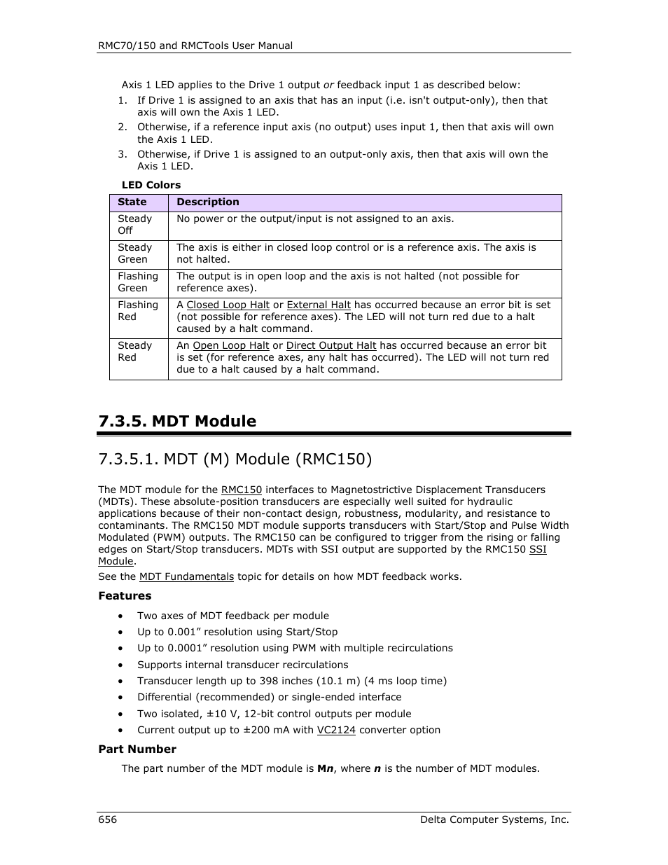 Mdt module, Mdt (m) module (rmc150), 150 mdt module | Mdt (m) | Delta RMC151 User Manual | Page 676 / 1221