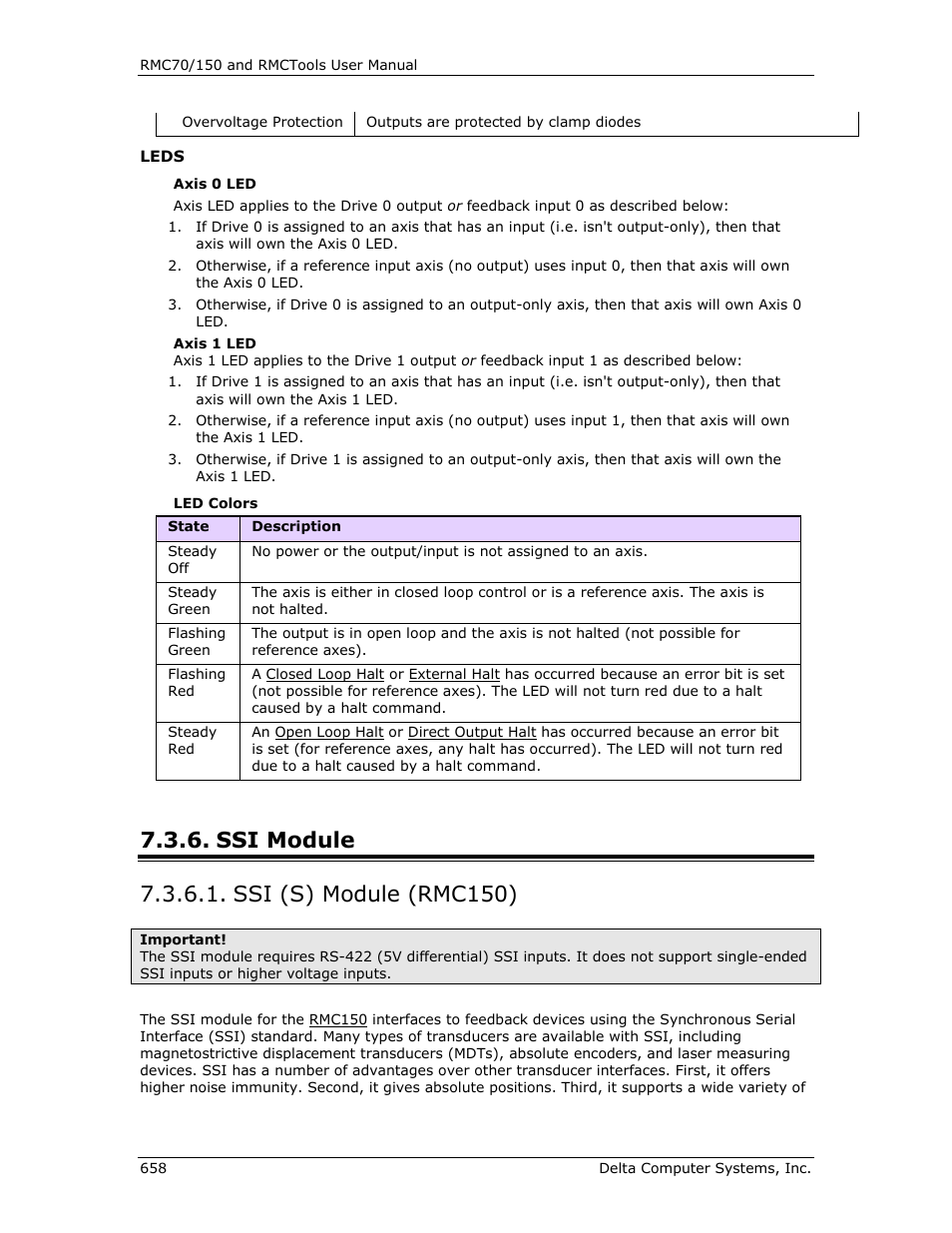 Ssi module, Ssi (s) module (rmc150), 150 ssi module | Ssi (s), 150 ssi, Module | Delta RMC151 User Manual | Page 678 / 1221