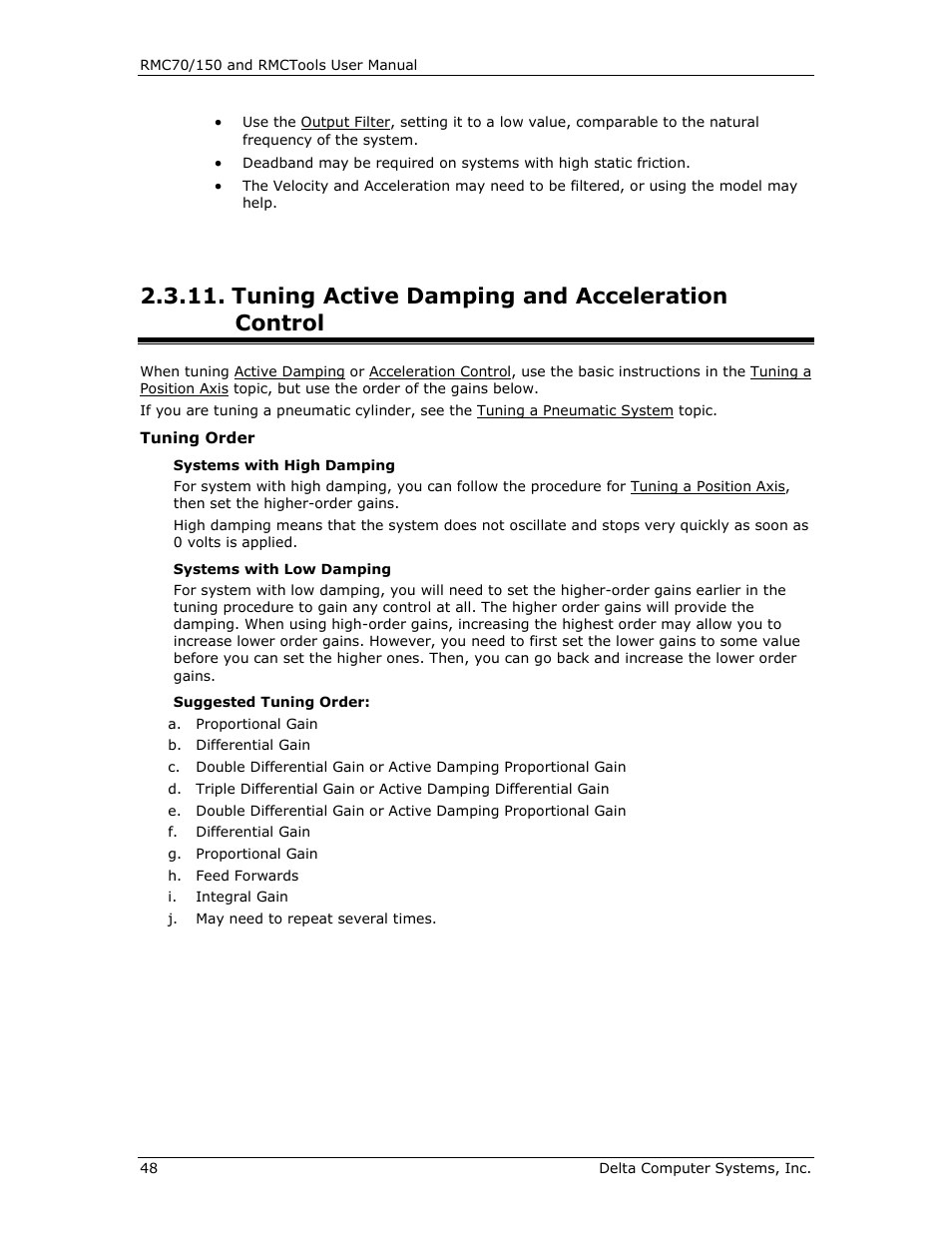 Tuning active damping and acceleration control | Delta RMC151 User Manual | Page 68 / 1221