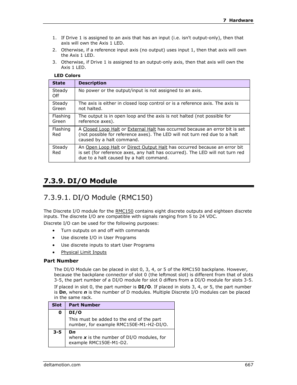 Di/o module, Di/o module (rmc150), Rmc150 i/o module | Di/o | Delta RMC151 User Manual | Page 687 / 1221