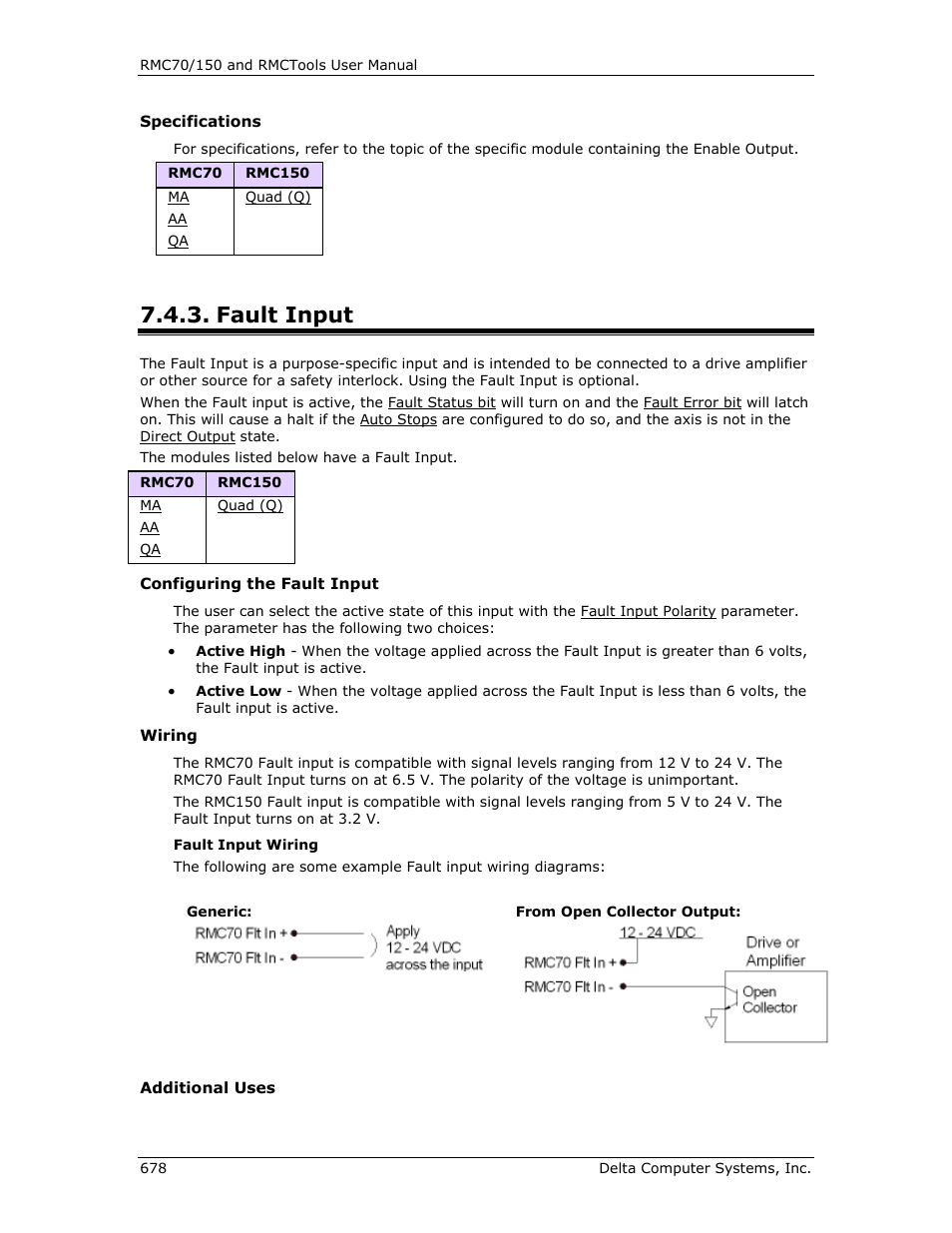 Fault input, E fault input | Delta RMC151 User Manual | Page 698 / 1221