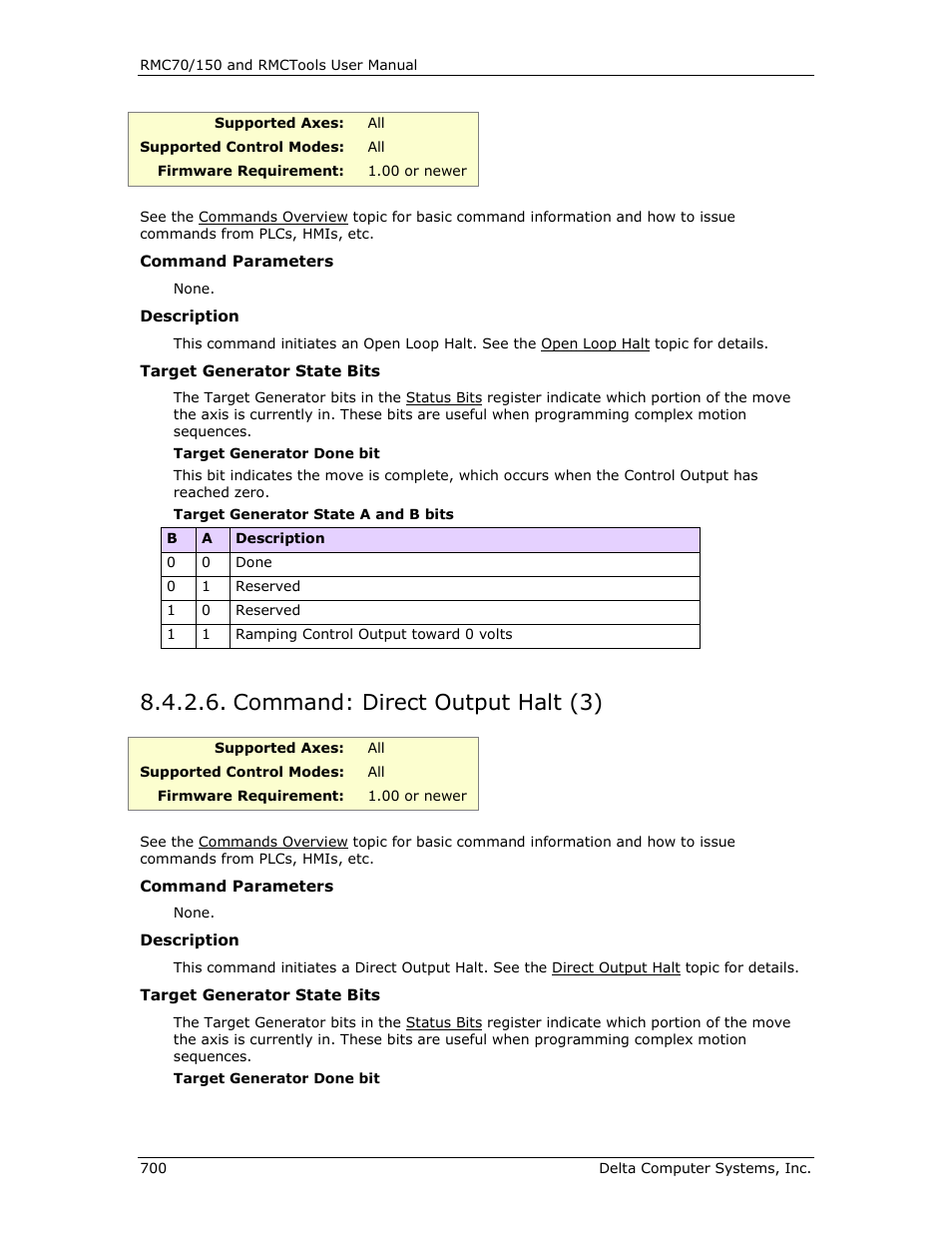 Command: direct output halt (3), Direct output halt (3), E direct output halt (3) | S a direct output halt (3) | Delta RMC151 User Manual | Page 720 / 1221