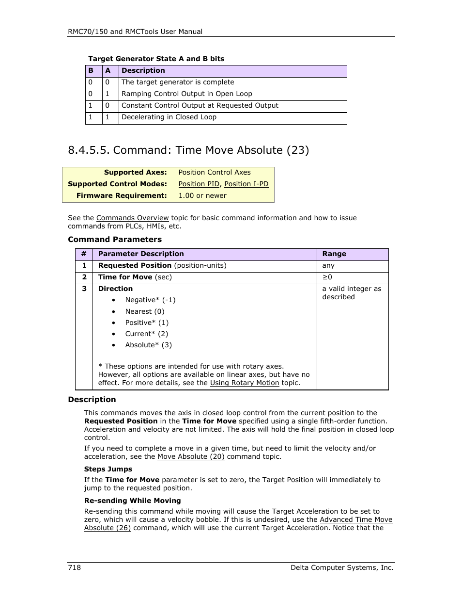 Command: time move absolute (23), Time move absolute (23), Time move absolute | Delta RMC151 User Manual | Page 738 / 1221