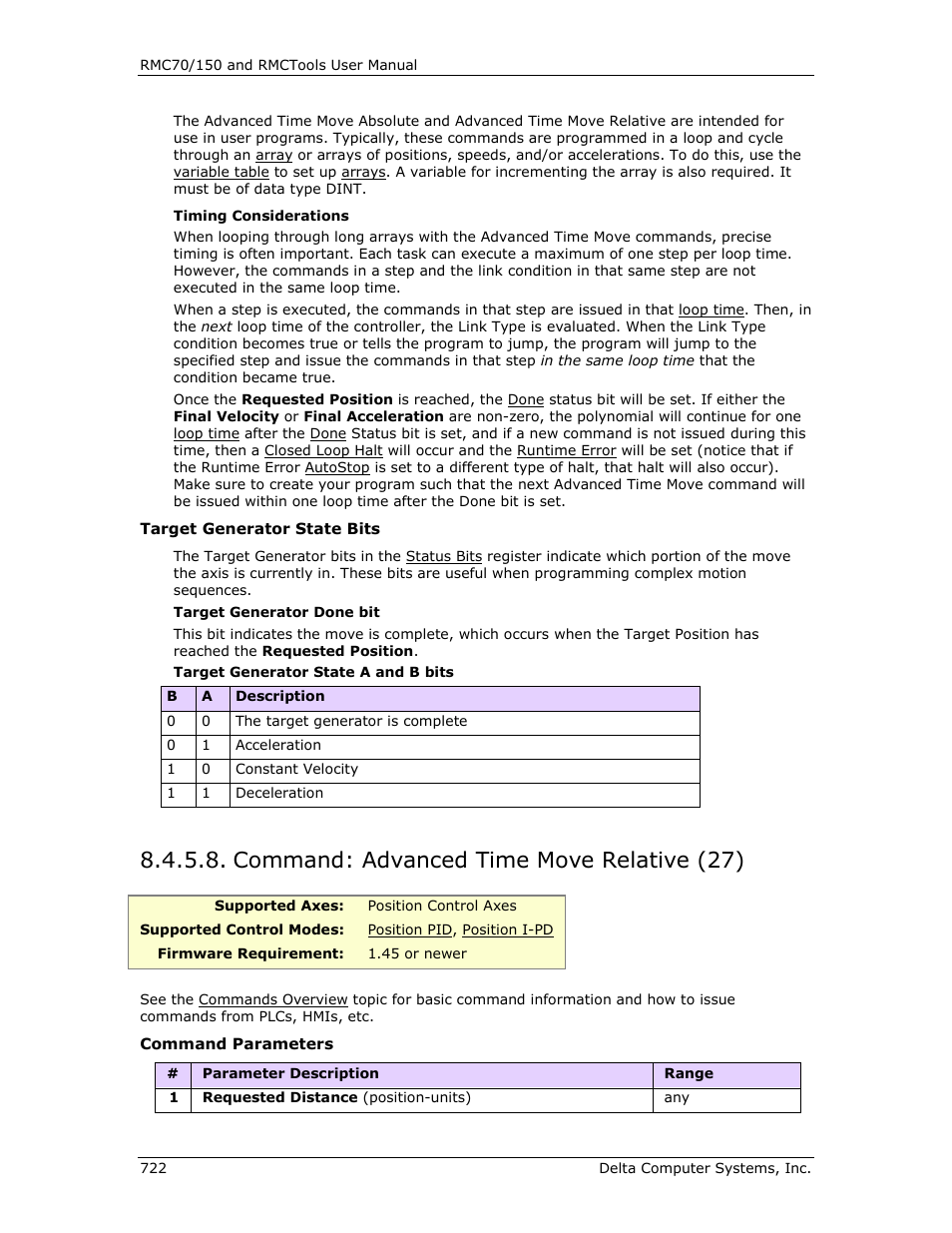 Command: advanced time move relative (27), Advanced time move relative (27), E advanced time move | Relative (27) | Delta RMC151 User Manual | Page 742 / 1221