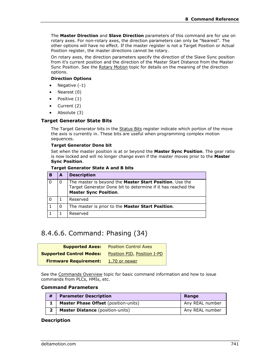 Command: phasing (34), Phasing (34) | Delta RMC151 User Manual | Page 761 / 1221