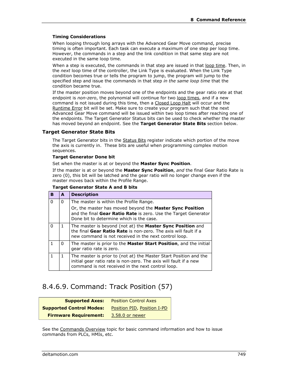 Command: track position (57), Track position (57), Track position | Delta RMC151 User Manual | Page 769 / 1221