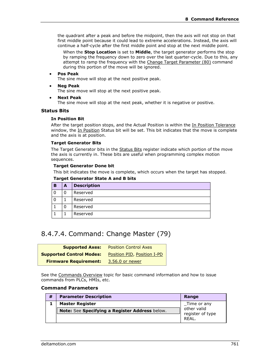 Command: change master (79), Change master (79) | Delta RMC151 User Manual | Page 781 / 1221