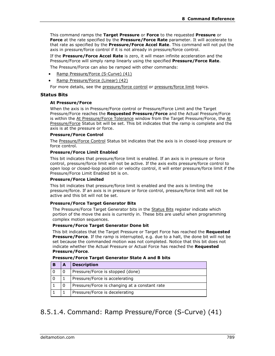 Command: ramp pressure/force (s-curve) (41), E ramp pressure/force (s-curve) (41), R ramp pressure/force | S-curve) (41), R ramp pressure/force (s-curve) (41), Ramp pressure/force (s-curve) (41) | Delta RMC151 User Manual | Page 809 / 1221