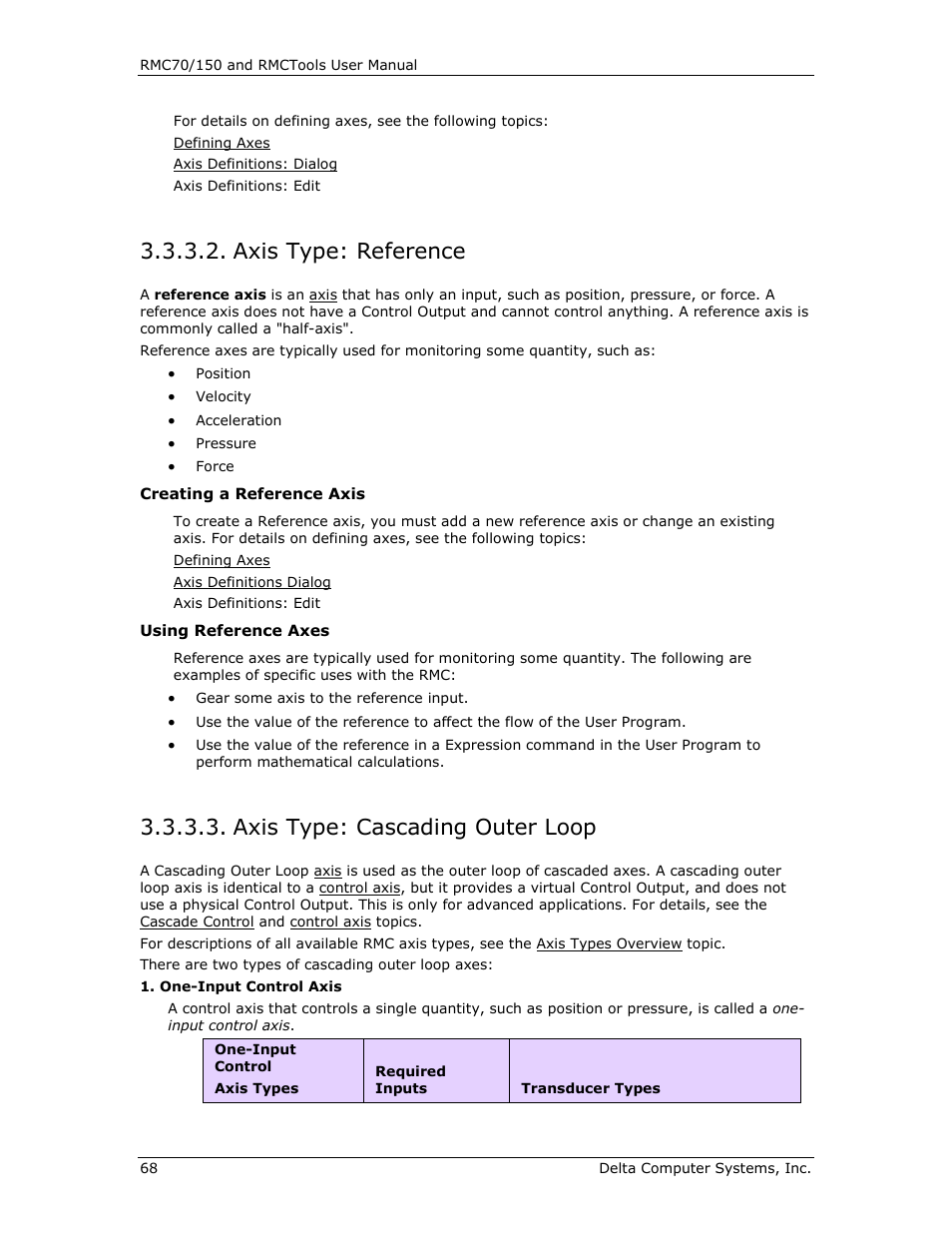 Axis type: reference, Axis type: cascading outer loop, Reference axes (half | Axes), Reference axis, Cascading outer loop, Reference axis, o, Cascading outer loop axis | Delta RMC151 User Manual | Page 88 / 1221