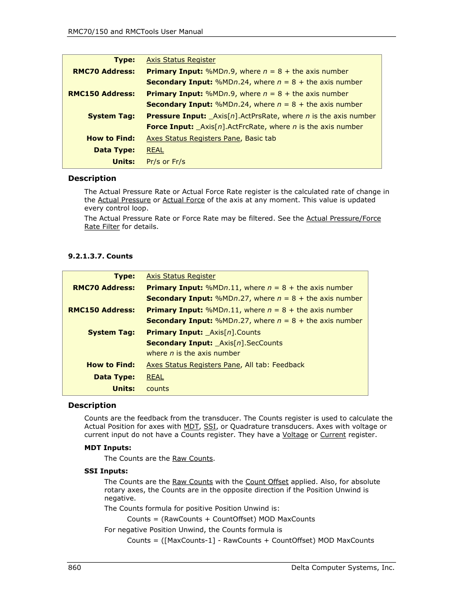 Counts, O counts, Count | E counts | Delta RMC151 User Manual | Page 880 / 1221