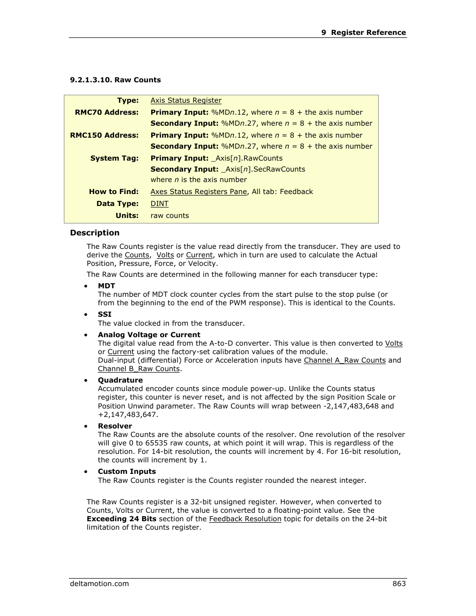 Raw counts, E raw counts | Delta RMC151 User Manual | Page 883 / 1221