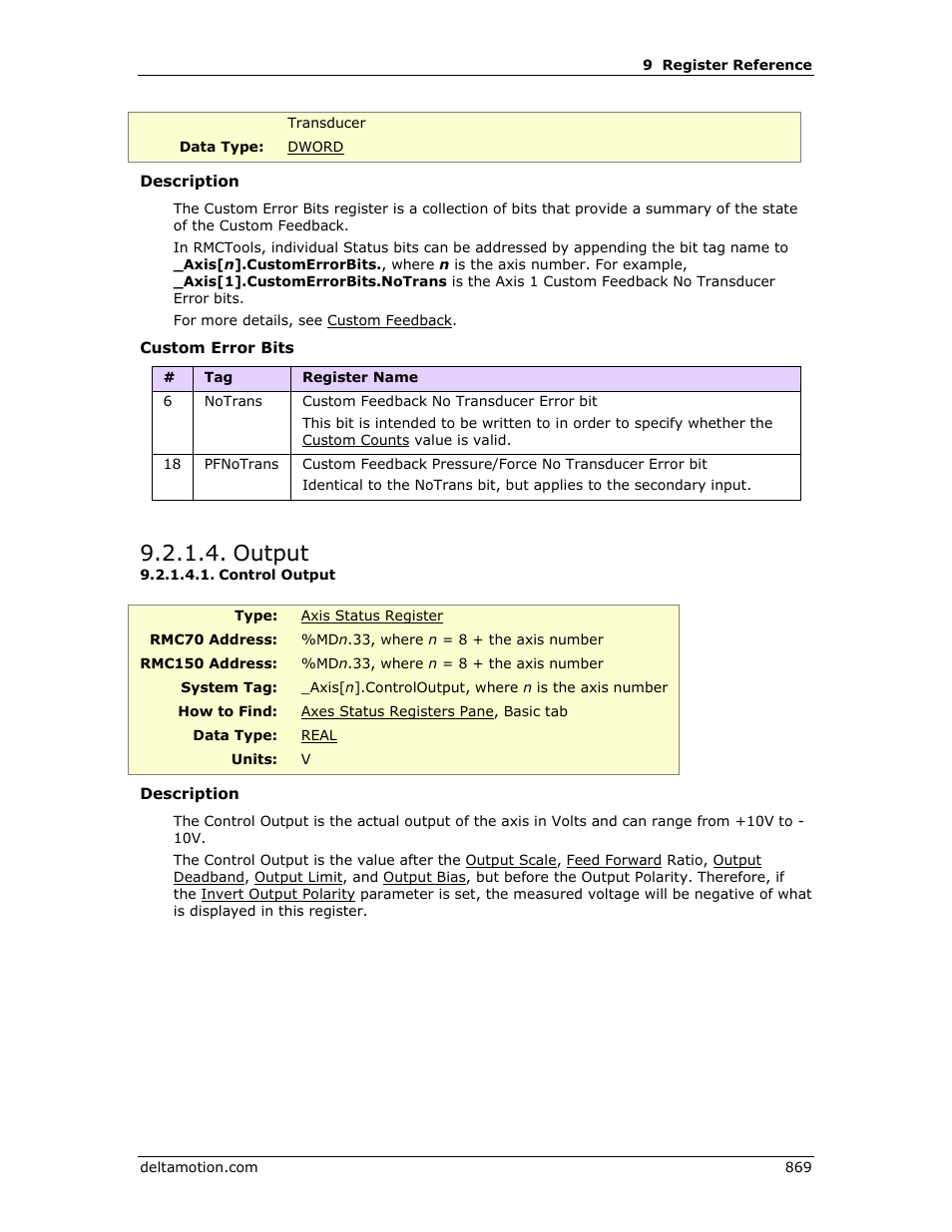 Output, Control output, Control | Delta RMC151 User Manual | Page 889 / 1221