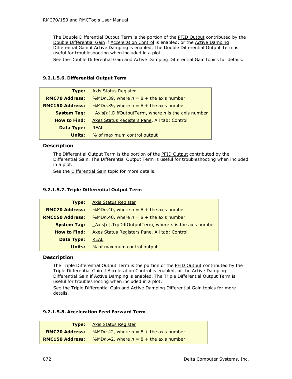 Differential output term, Triple differential output term, Acceleration feed forward term | Delta RMC151 User Manual | Page 892 / 1221