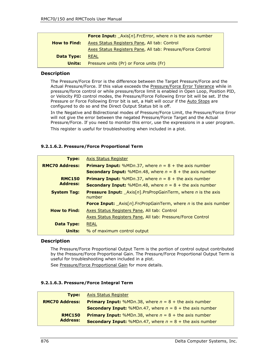 Pressure/force proportional term, Pressure/force integral term | Delta RMC151 User Manual | Page 896 / 1221