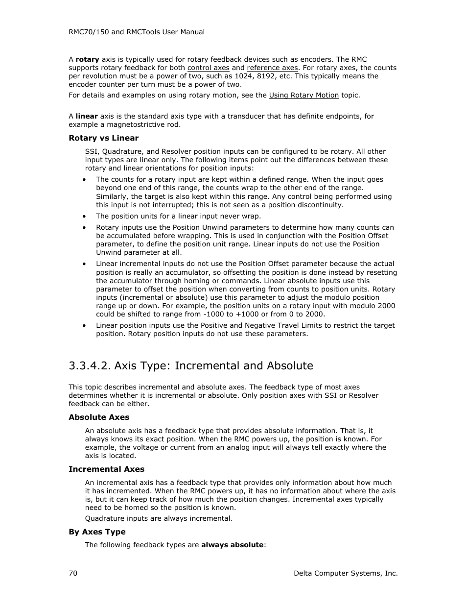 Axis type: incremental and absolute, Incremental, Absolute vs. incremental | Delta RMC151 User Manual | Page 90 / 1221